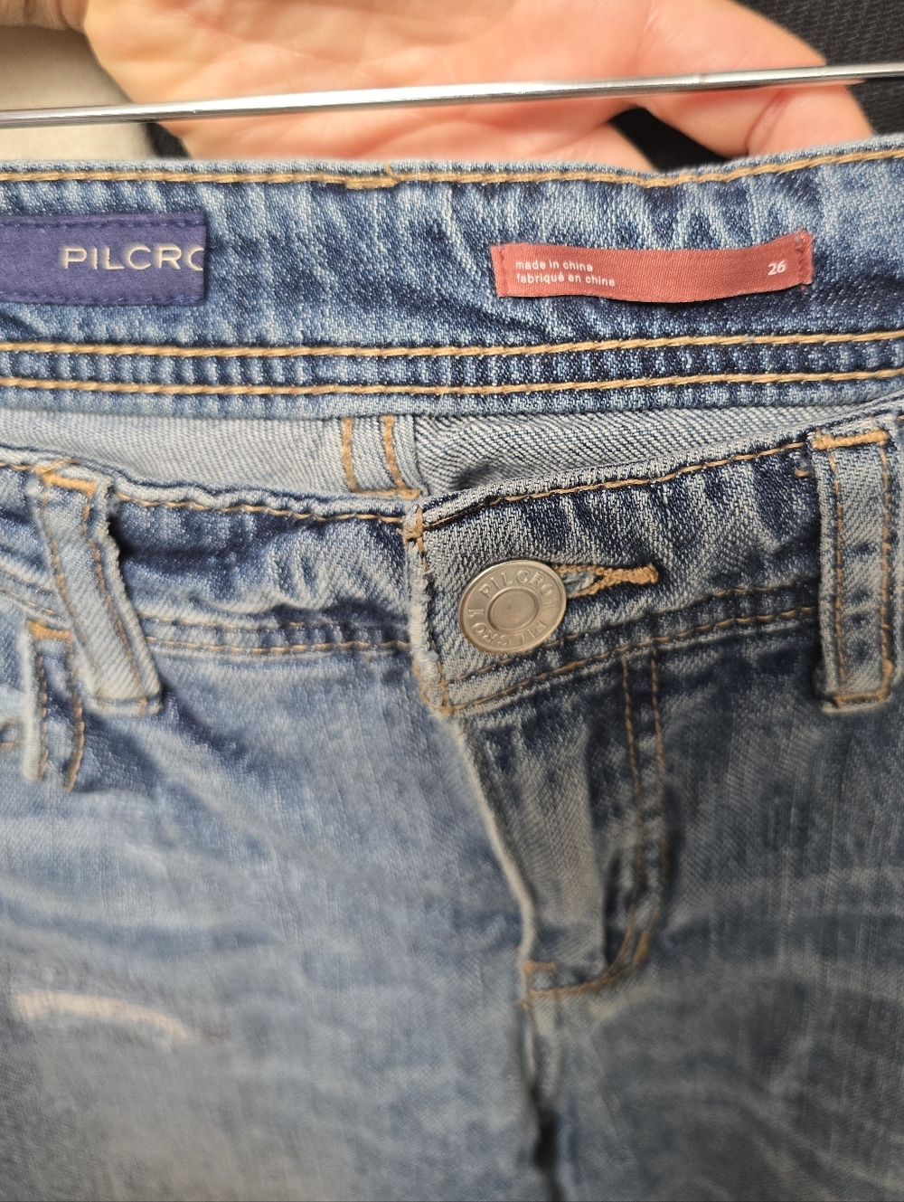 EUC Anthropologie Blue Straight-Leg Jeans with Embroidered Side Panel - Picture 6 of 6